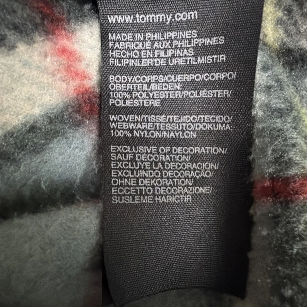 Tommy Hilfiger Retro Full Zip Polar Fleece Jacket Mens S Tartan Plaid Mock Neck